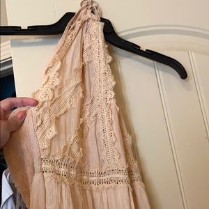 Beautiful cream long backless halter dress